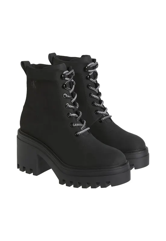 Botine cu platforma dama - piele naturala - negru
