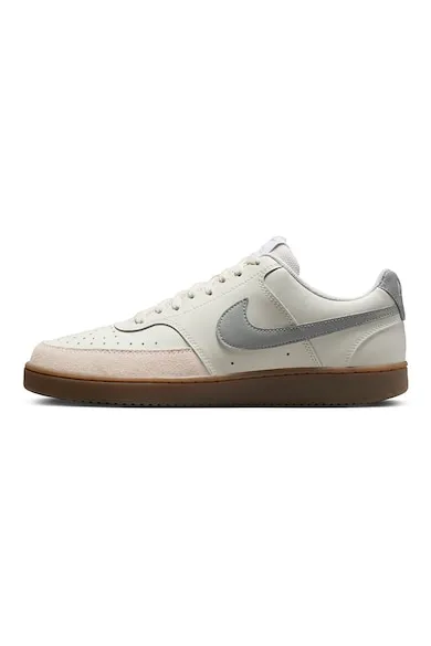 Pantofi sport din piele cu captuseala din piele ecologica Court Vision Low - Gri deschis/Crem