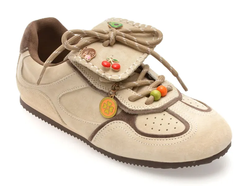 Pantofi sport bej, A903, din nabuc