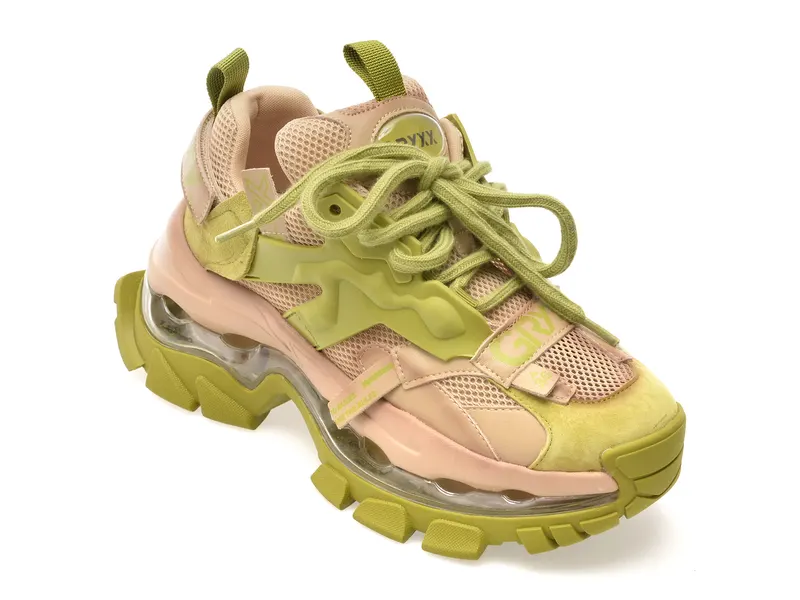 Pantofi sport verzi, 666128, din material textil