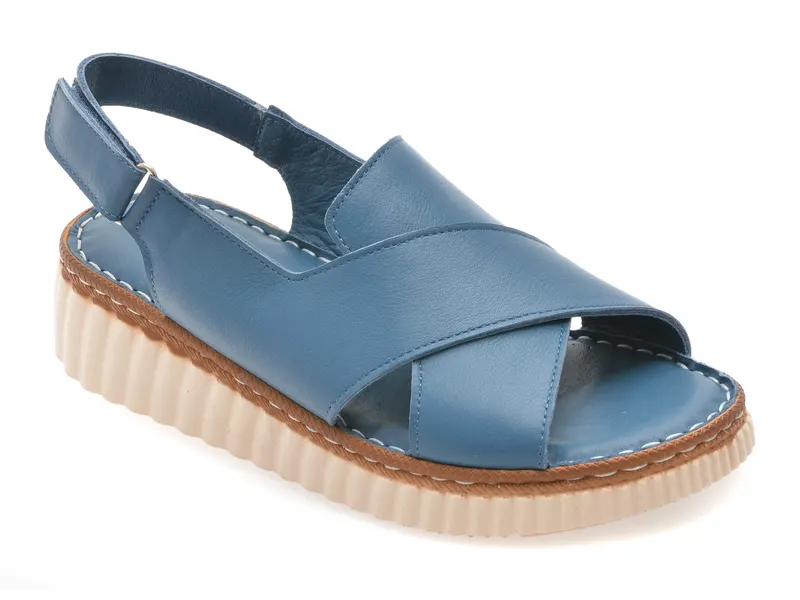 Sandale albastre, CS3205, din piele naturala
