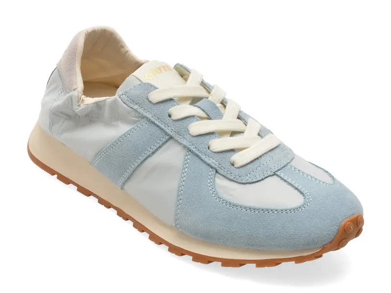 Pantofi sport albastri, 30591, din material textil si piele naturala