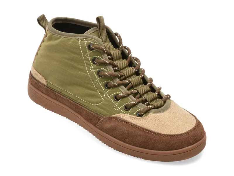 Ghete verzi, M99898, din material textil si piele naturala