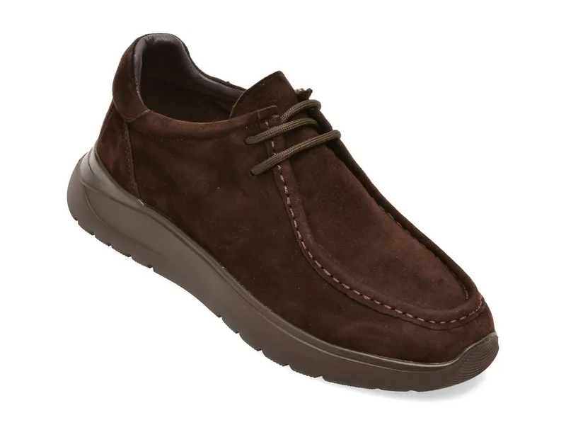 Mocasini maro, QS845, din piele intoarsa
