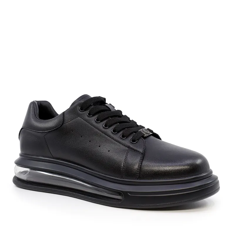 Sneakers bărbați negri din piele 3852bp317n — imaginea 2