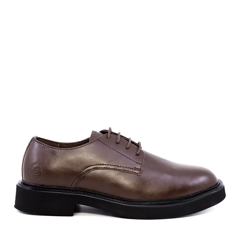 Pantofi derby bărbați maro din piele 1200BP258642M