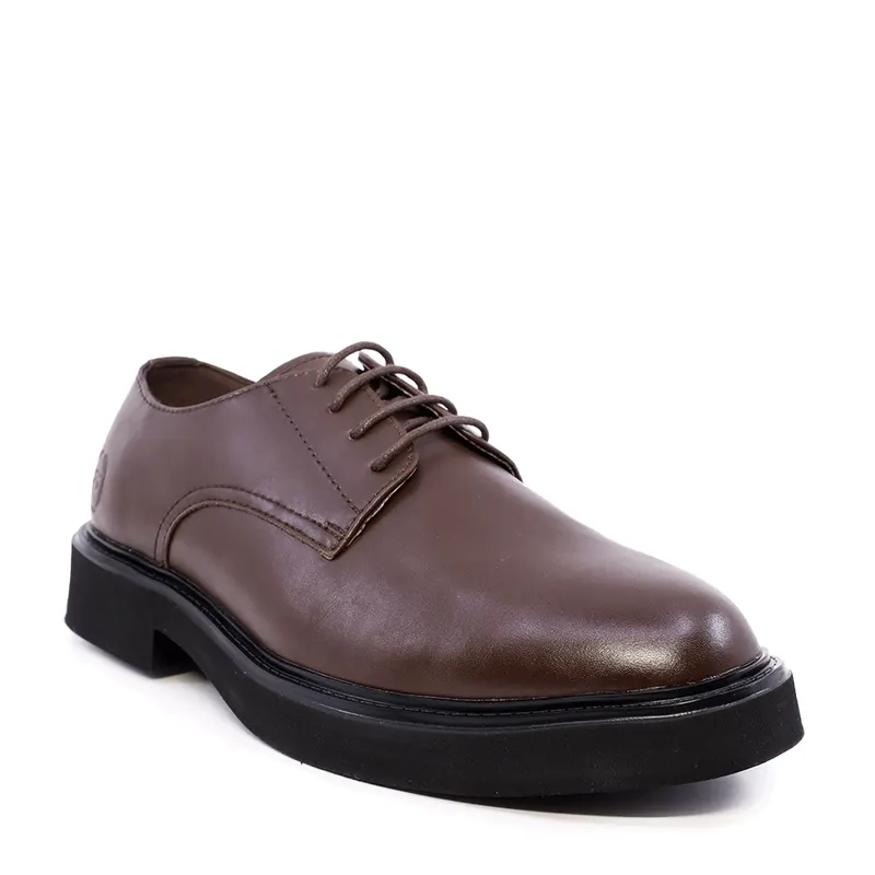 Pantofi derby bărbați maro din piele 1200BP258642M — imaginea 2