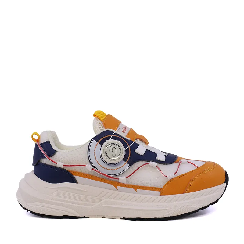 Sneakers baieți galbeni din piele și material textil 3791MP028G