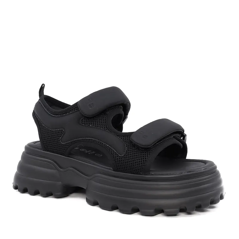 Sandale femei Enzo Bertini negre din piele si textil 3867DS029N — imaginea 2