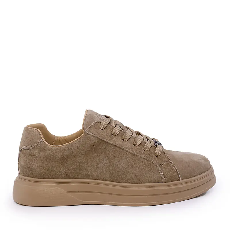 Sneakers ușori bărbați bej din piele întoarsă 3851BP792VBE