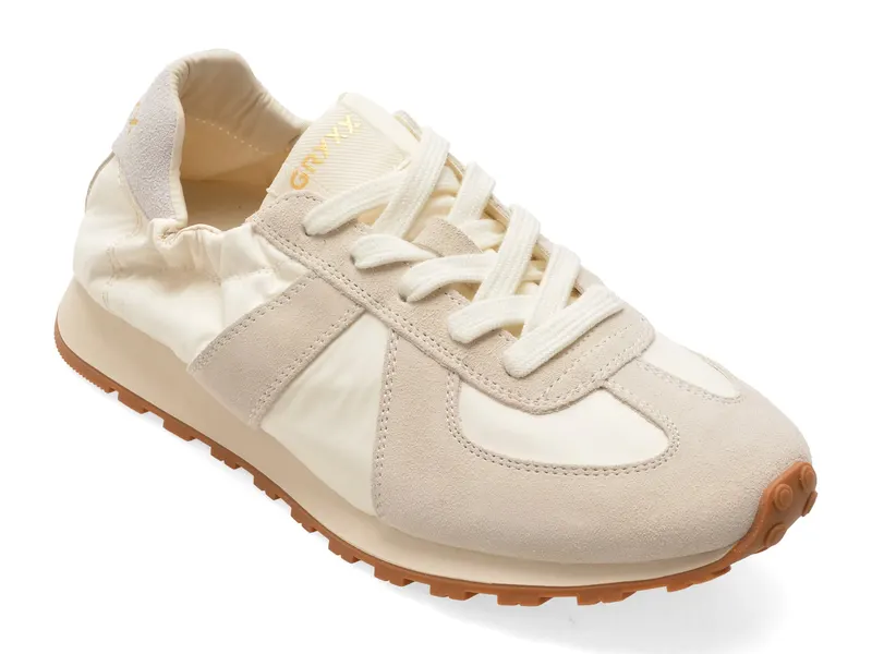 Pantofi sport GRYXX albi, 30591, din material textil si piele naturala