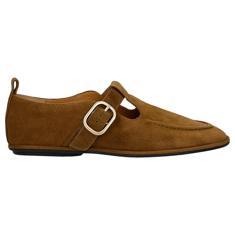Loafers damă din piele întoarsă, maro