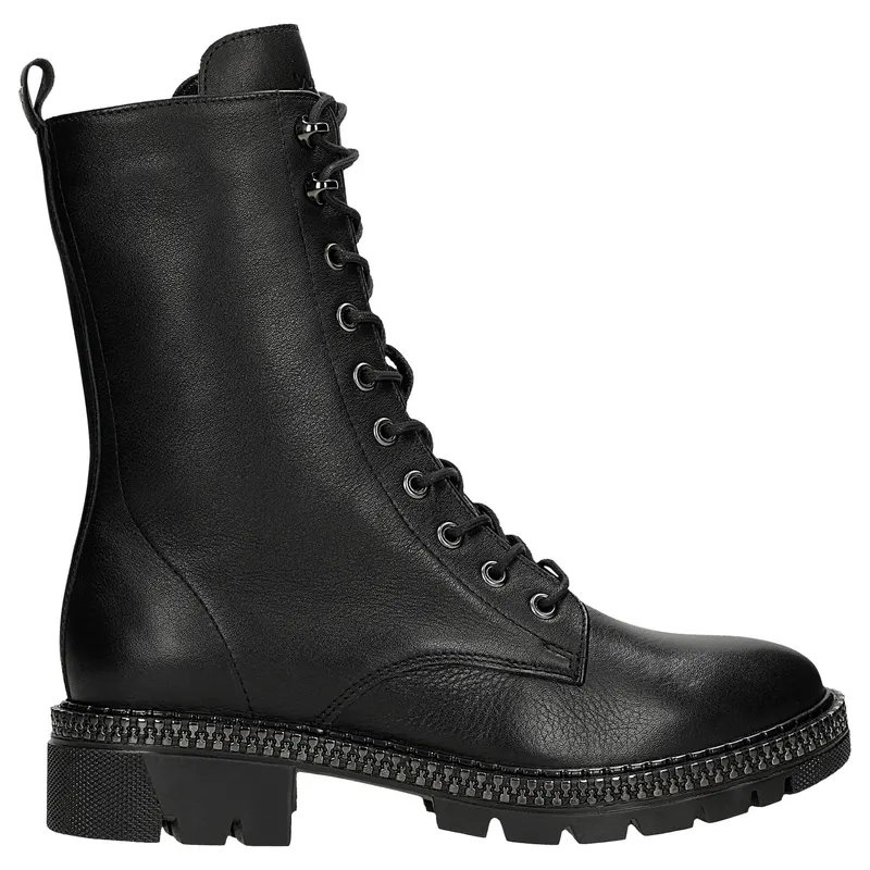 Botine negre damă căptușite termic din piele naturală netedă
