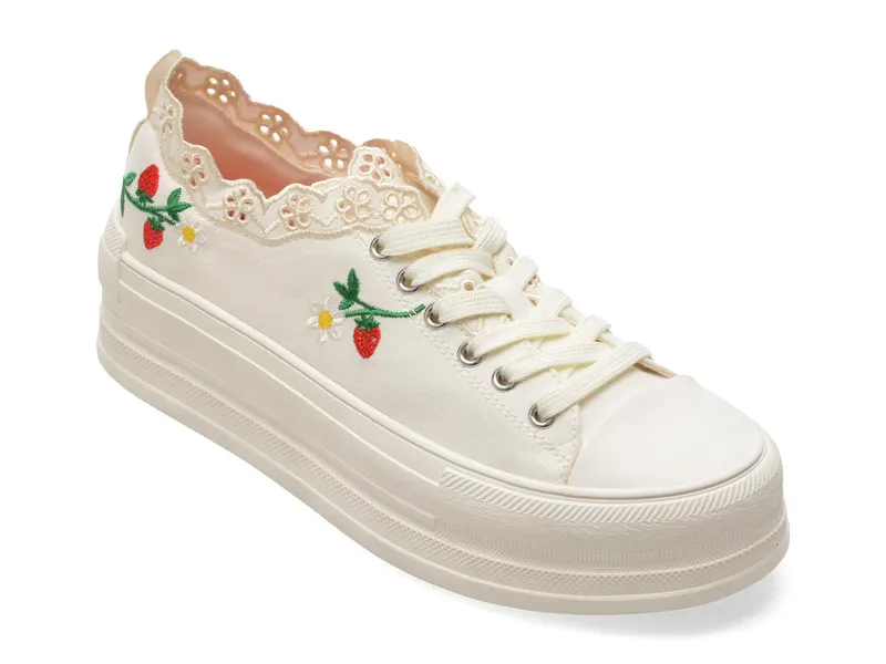 Pantofi sport albi, PICKNICK 100, din material textil