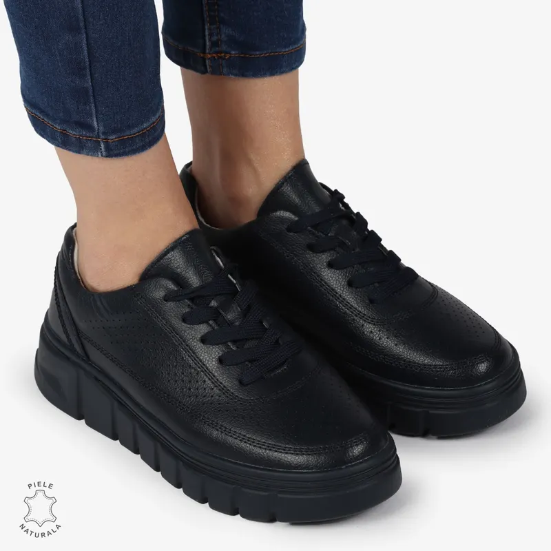 PANTOFI CASUAL DE DAMA DIN PIELE NATURALA CRL0767 NAVY