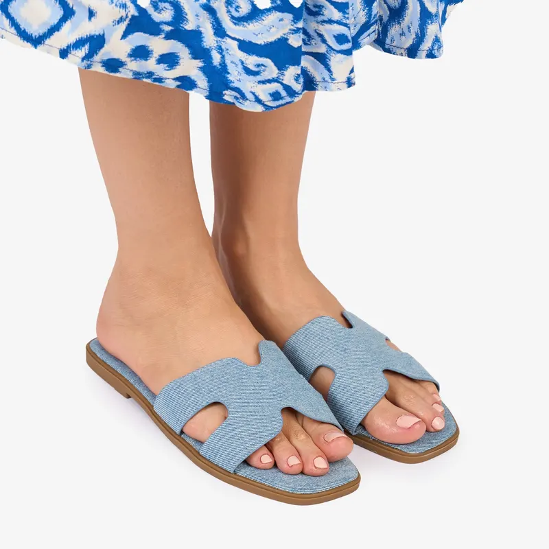 PAPUCI dama Piele ECOLOGICA CRL1008 Culoare: ALBASTRU