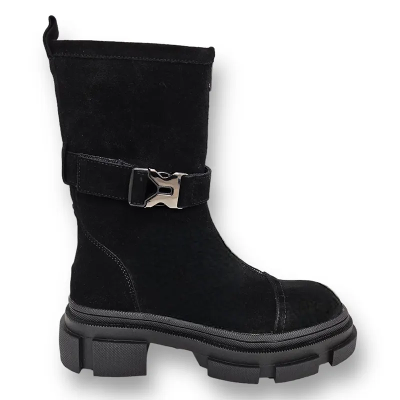 Cizme DAMA din PIELE NATURALA INTOARSA CRL0908 CULOARE: Negru