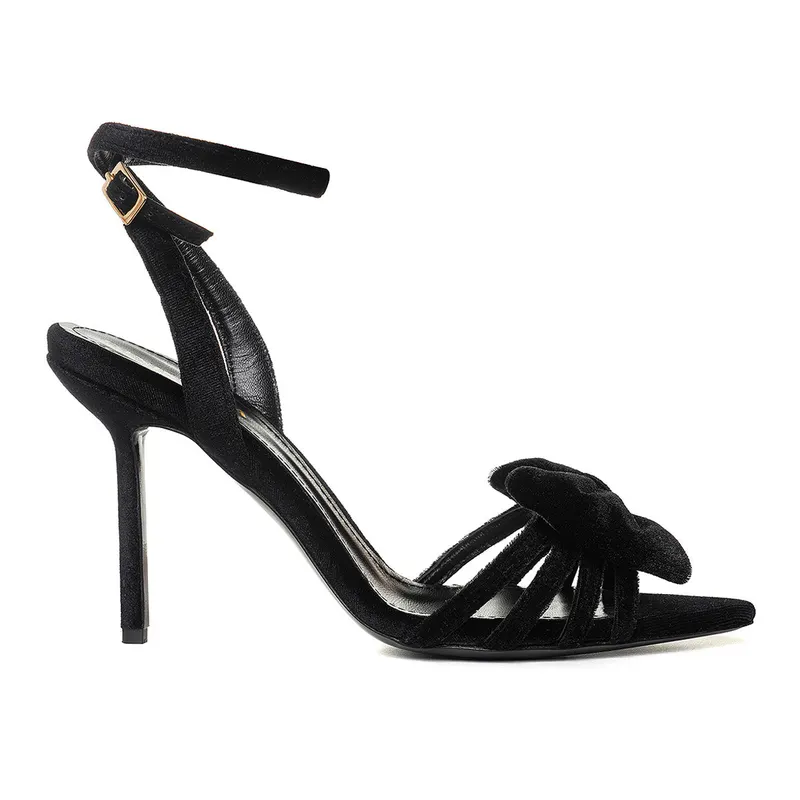 Sandale Daiana Catifea, Negre - Premium Collection