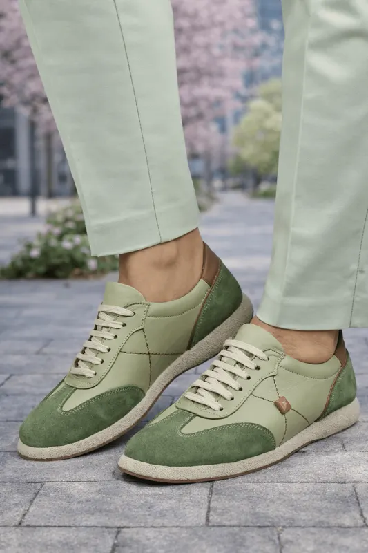 Pantofi Casual din Piele Verde cu Accesoriu - ABBY GREEN