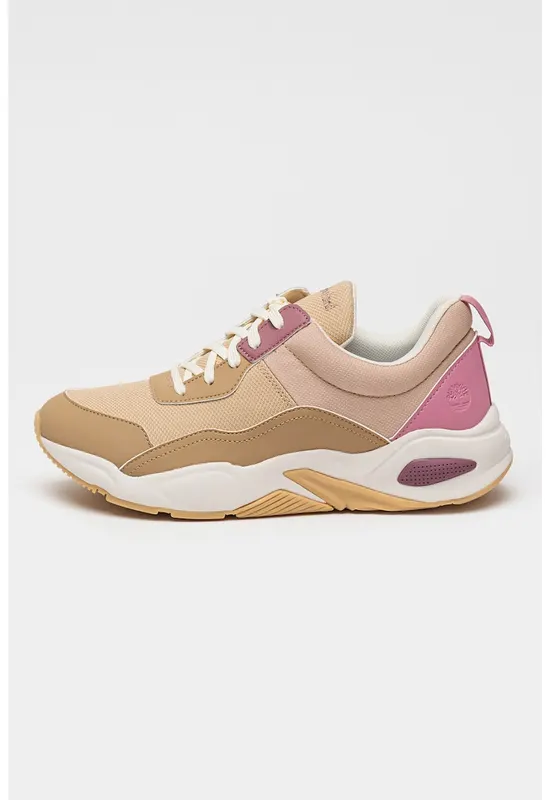 Pantofi sport cu garnituri de piele Delphiville - Maro/Bej