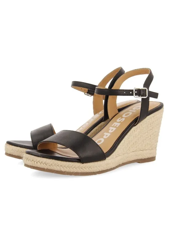 Sandale-espadrile de piele - Negru