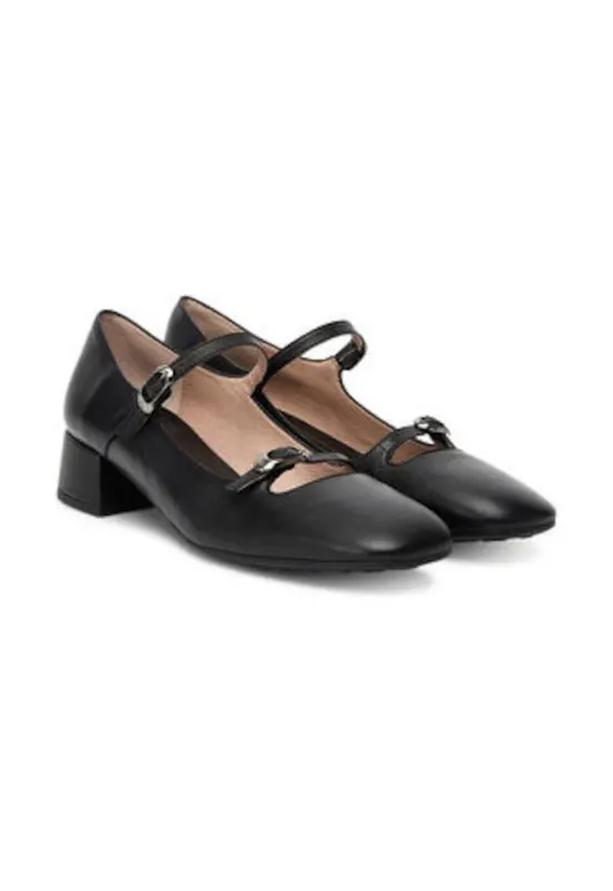 Pantofi dama - piele naturala - negru - toc