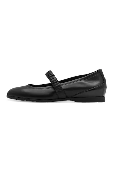 Balerini de piele si piele ecologica Mary Jane - Negru