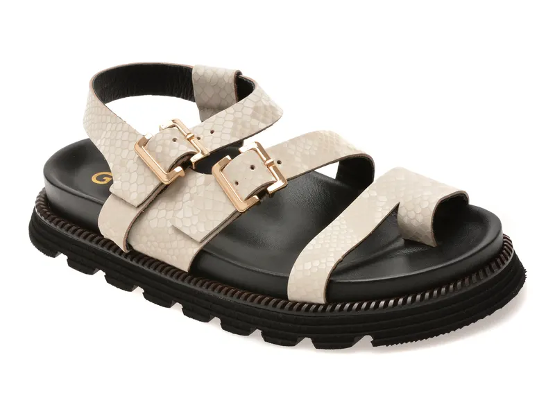 Sandale albe, 428934, din piele naturala