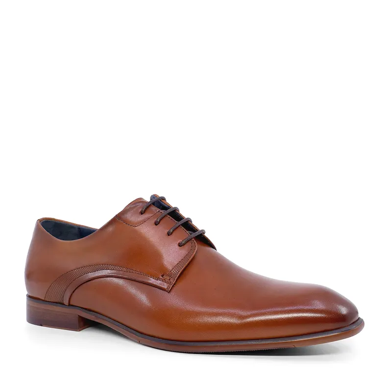Pantofi derby bărbați Luca di Gioia cognac din piele 1797BP2026CO — imaginea 2