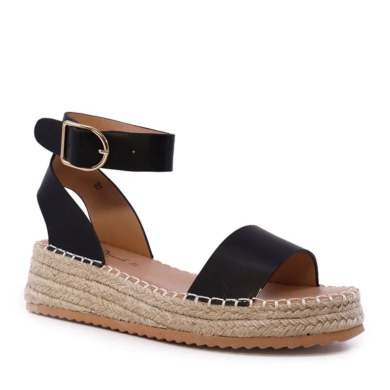 Sandale femei Solo Donna negre cu detaliu din rafie 2549DS8922N — imaginea 2