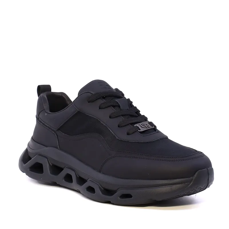 Sneaker ușori bărbați Enzo Bertini negri din piele și textil 3661BP830N — imaginea 2