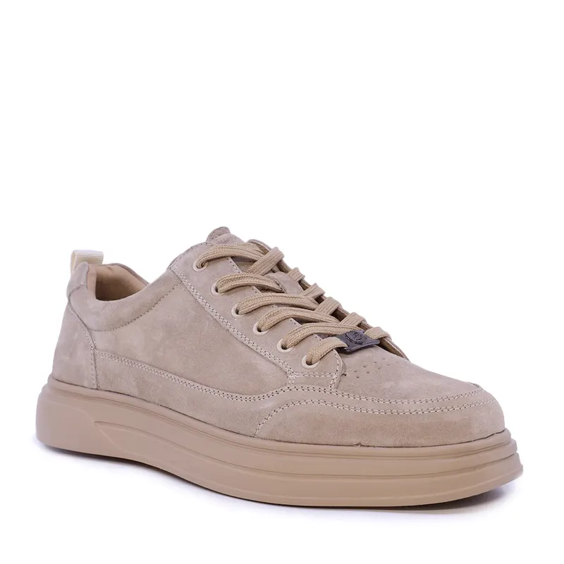 Sneakers ușori bărbați bej din piele întoarsă 3851bp612vbe — imaginea 2
