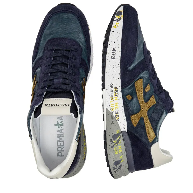 Sneakers bărbați Premiata Mick bleumarin din piele și textil 1692BP8435BL — imaginea 2