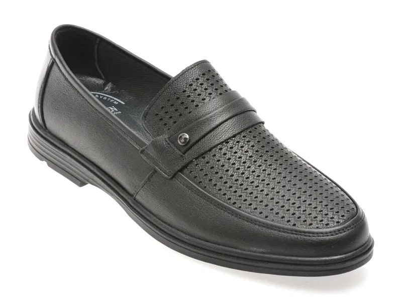 Mocasini SHOWMAN negri, SH5101, din piele naturala