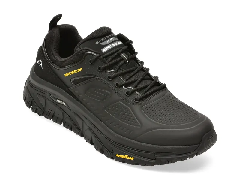 Pantofi sport SKECHERS negri, ARCH FIT ROAD WALKER, din piele naturala