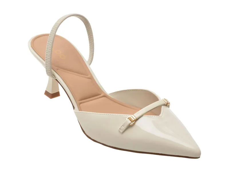 Pantofi eleganti albi, NAILAH 121, din piele ecologica