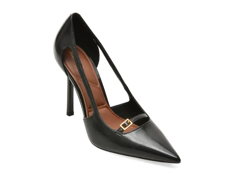 Pantofi eleganti negri, HERBEY 001, din piele ecologica