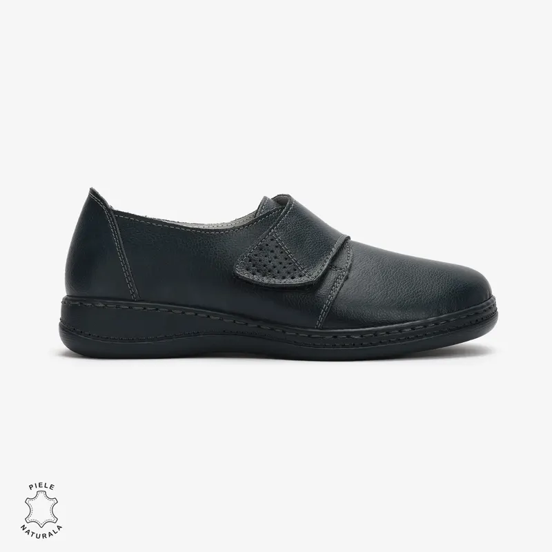 Mocasini dama din Piele naturală CRL0017 Bleumarin
