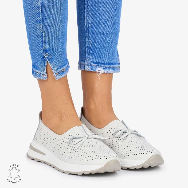 BALERINI dama din Piele Naturala CRL1060 CULOARE: ALB