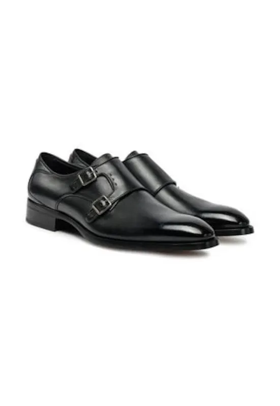 Pantofi barbatesti - piele naturala - negru - inchidere cu catarama -