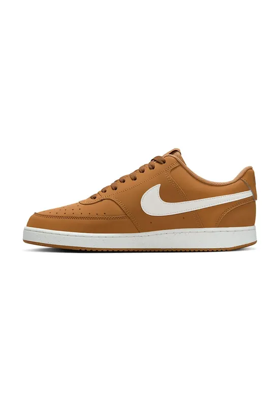 Pantofi sport din piele si piele ecologica Court Vision - Alb/Caramel