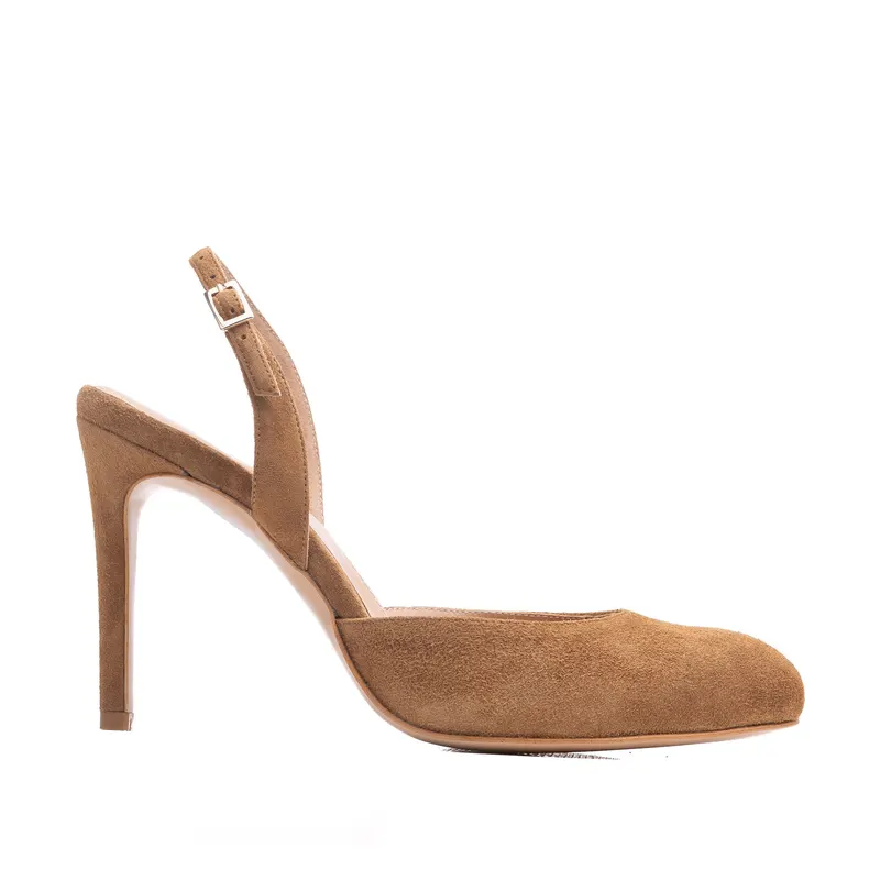 Sandale Lydia Piele Intoarsa, Maron - 36.5 / 9.5 cm - Subtire