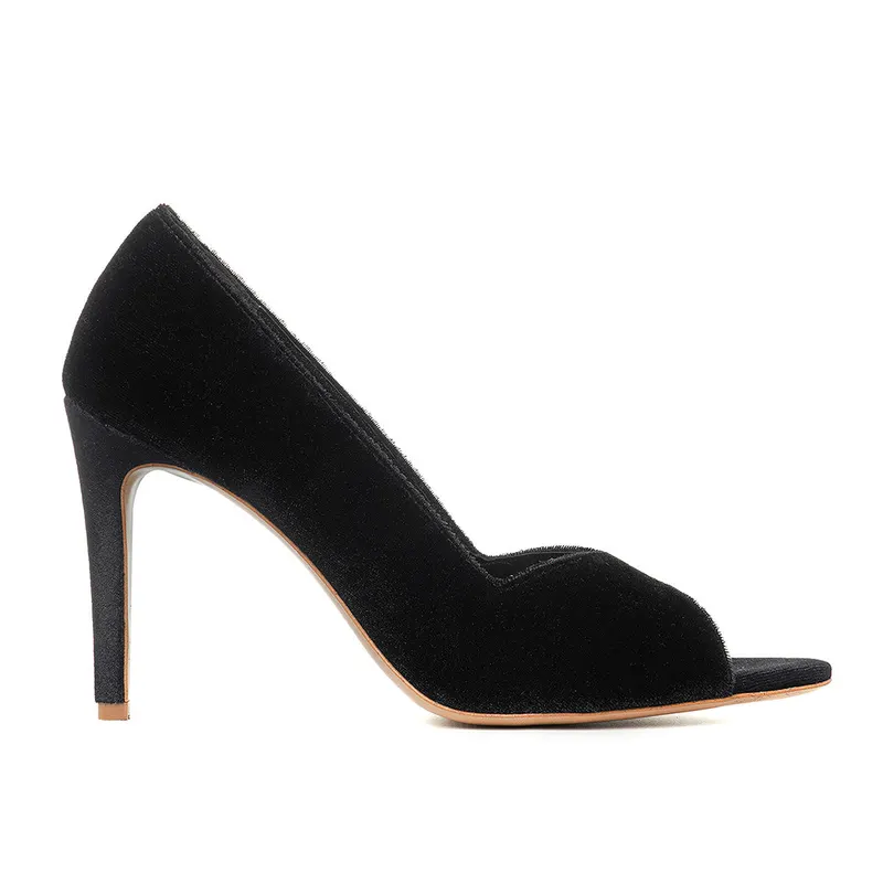 Pantofi Ingrid Catifea, Negri