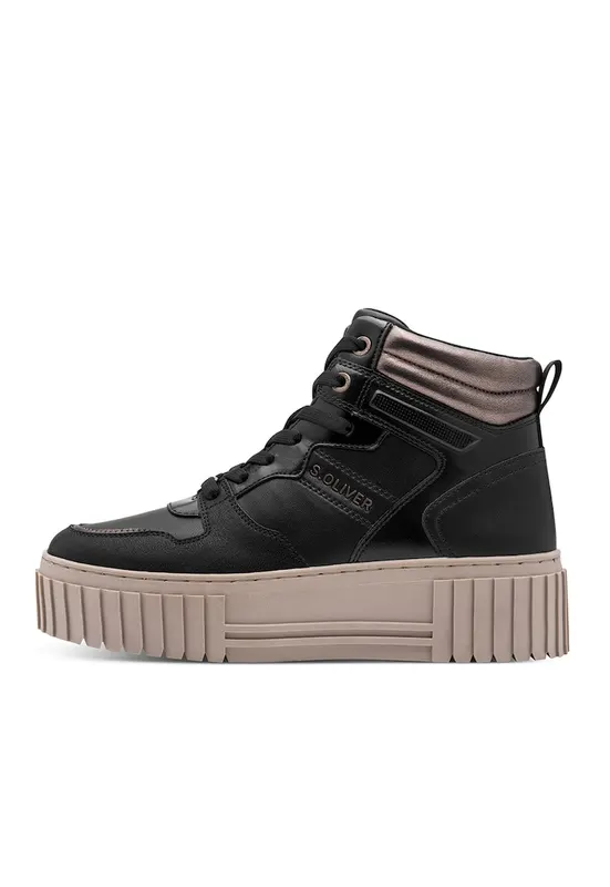 Pantofi sport flatform din piele ecologica - Maro inchis/Negru