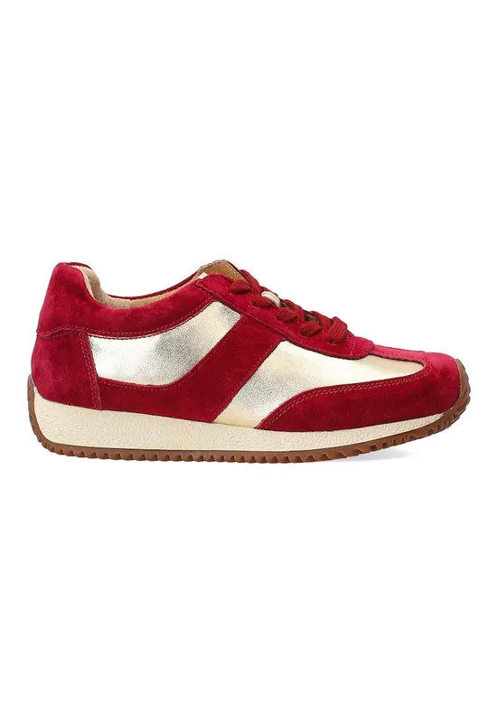 Pantofi sport din piele intoarsa cu insertii metalizate - Auriu