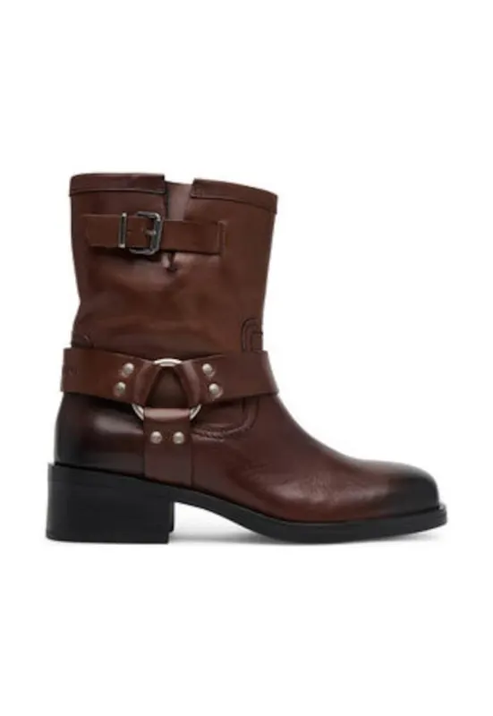 Botine dama din piele naturala - Maro