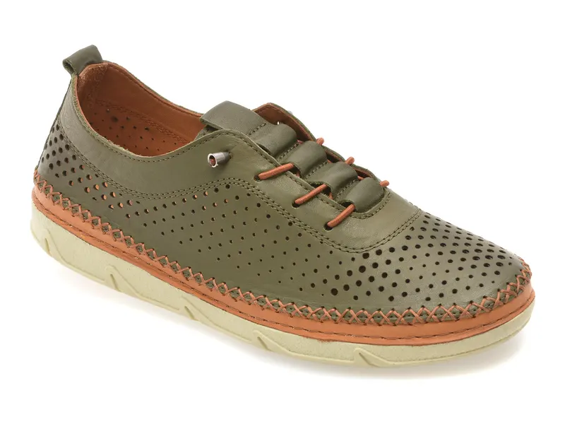 Pantofi kaki, PM2311, din piele naturala