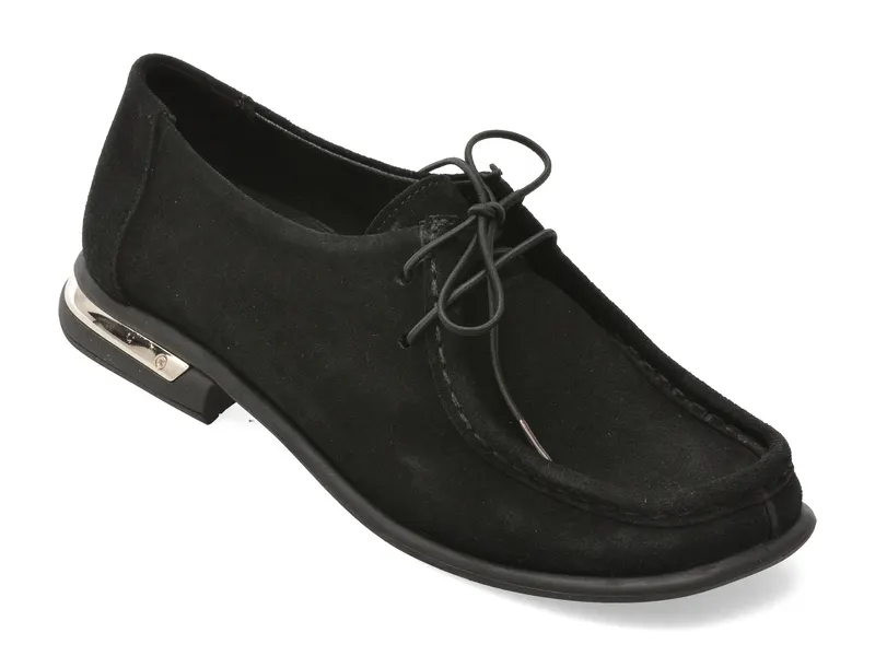 Mocasini negri, 25308, din piele intoarsa