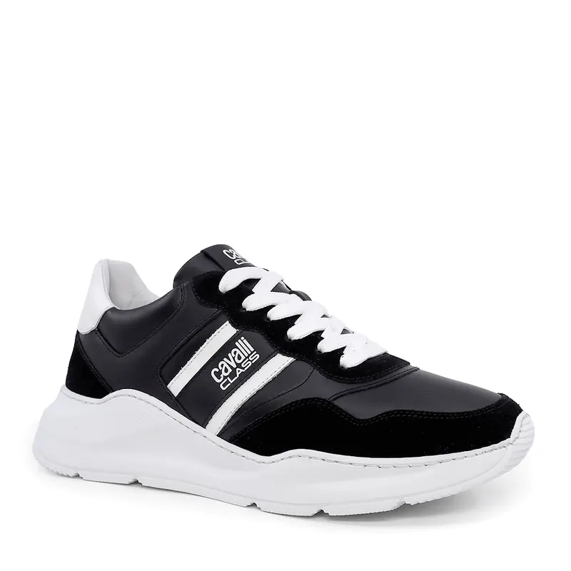 Sneakers barbati Cavalli Class negri din piele 3497BP24123N — imaginea 2