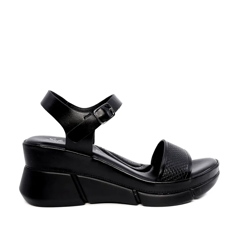 Sandale femei Solo Donna negre din sintetic cu platformă 2549ds8713n